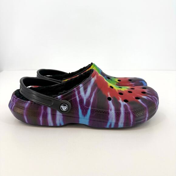 Crocs Tie Dye Classic Lined Clogs Mens Size 13 Multicolor Fuzzy Slippers Shoes main image 6